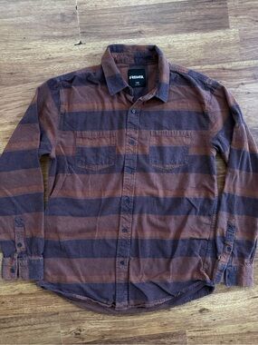RSQ Orange and Burgundy  Striped Men’s Button-Down Shirt